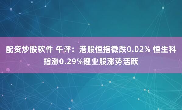 配资炒股软件 午评：港股恒指微跌0.02% 恒生科指涨0.29%锂业股涨势活跃
